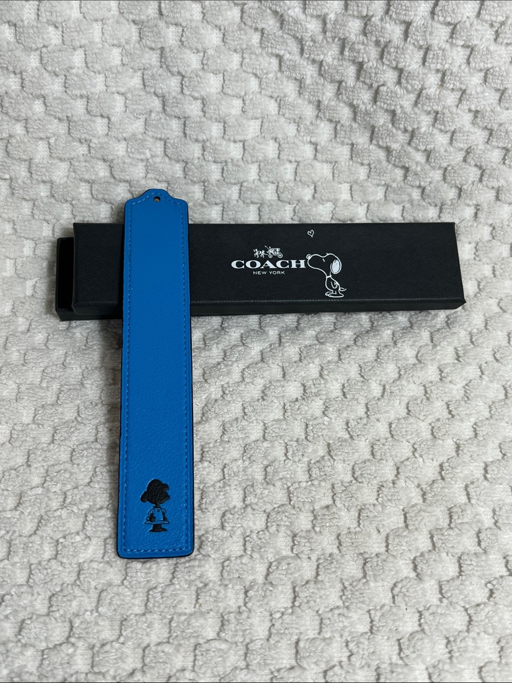 Coach Blue Leather Bookmark with Marcy Silhouette